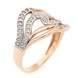 Золотое кольцо с волнами с белыми фианитами КК11207, 18,5 размер, 18-5, Белый