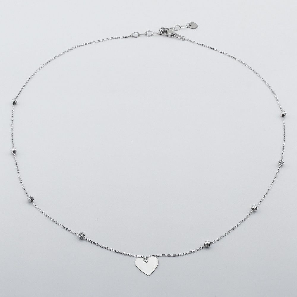 Серебряное колье Сердечко плоское без камней ko14682, 45 размер