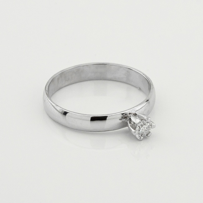 Кольцо с бриллиантом в белом золоте 111086-2dia, 16 размер