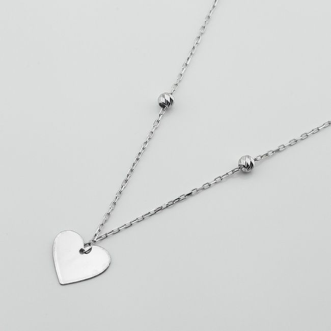Серебряное колье Сердечко плоское без камней ko14682, 45 размер