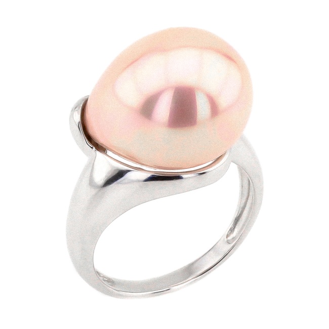 Серебряное кольцо Капля с розовым жемчугом 11448-2, 17,5 размер, 17-5, Розовый