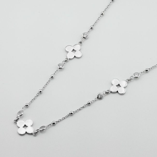 Серебряное колье Клевер гладкий 3400800, 45 размер