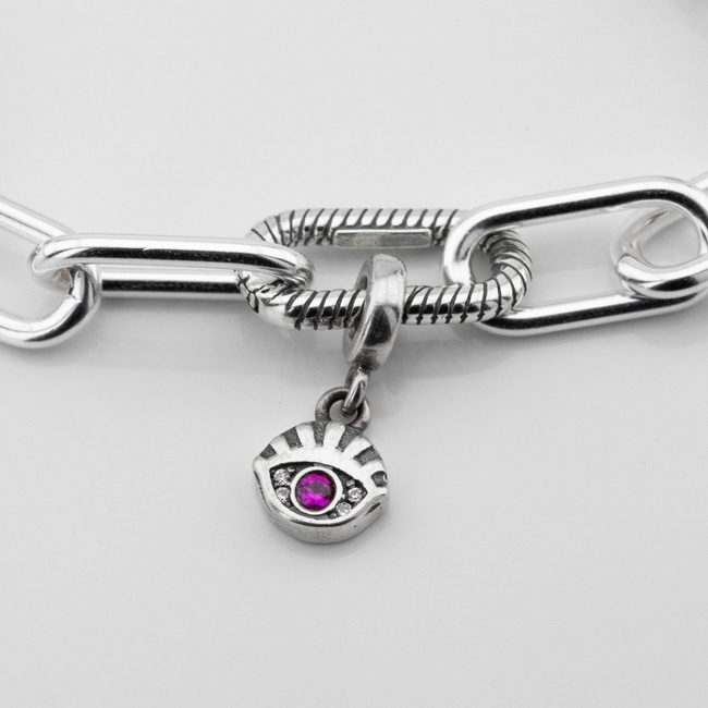 Срібний шарм Око для ланкового браслета p13820-3, Рожевий