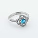 Серебряное кольцо с голубым фианитом 1466кц32, 16,5 размер