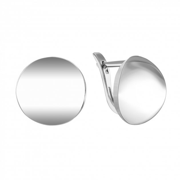 Срібні сережки Кола гладкі без вставок з англійським замком c20366-Н