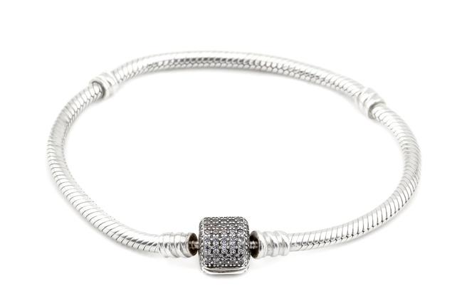 Срібний браслет для шармів з фіанітами СВ15052, Білий