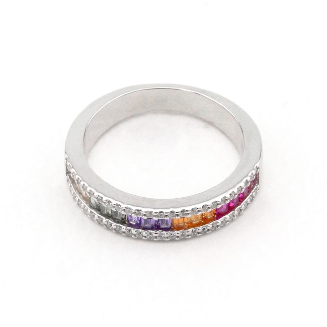 Срібний перстень Доріжка з кольоровими фіанітами K11876, 17,5 розмір