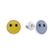 Дитячі Срібні сережки-пусети Ти завжди різна (смайлик) блакитний та жовтий з емаллю 2105726006310501, Жовтий|Блакитний, UmaUmi Lumi Smiles