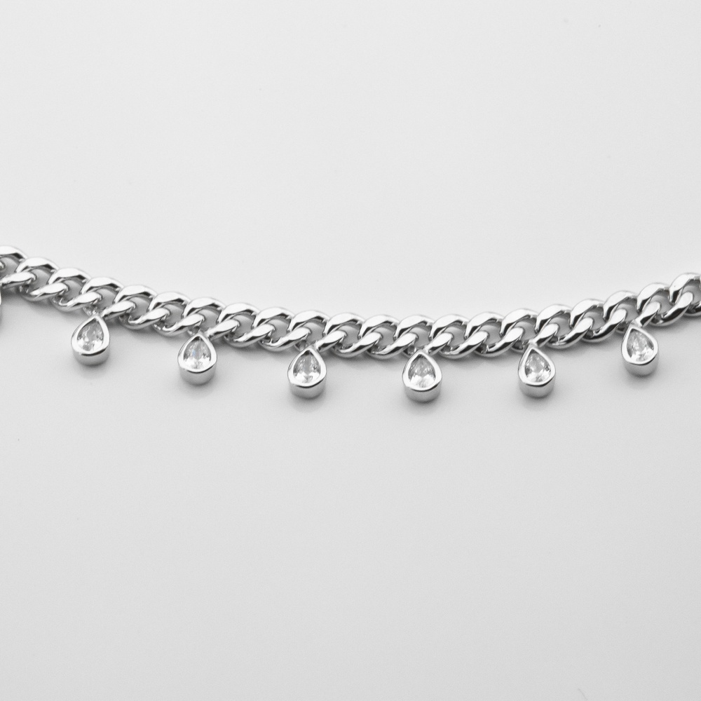 Серебряное колье Капельки с фианитом KO14444, 40 размер