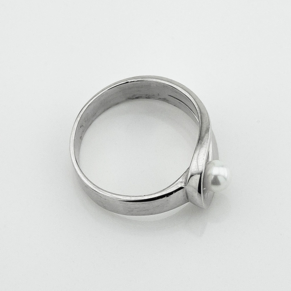 Срібна каблучка з перлами 11011264, 16 розмір