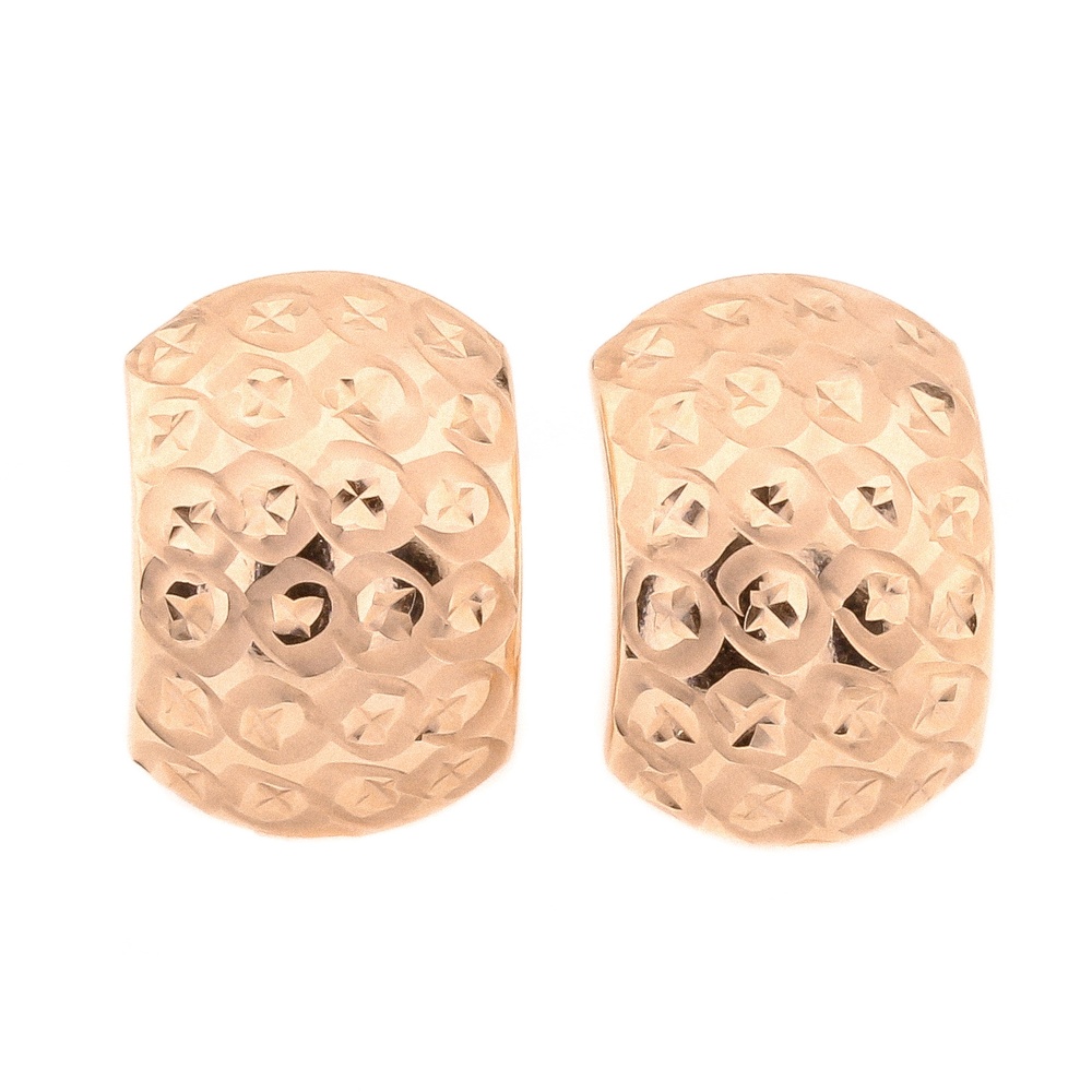 Опуклі широкі золоті сережки пластини з різьбленим візерунком C12478