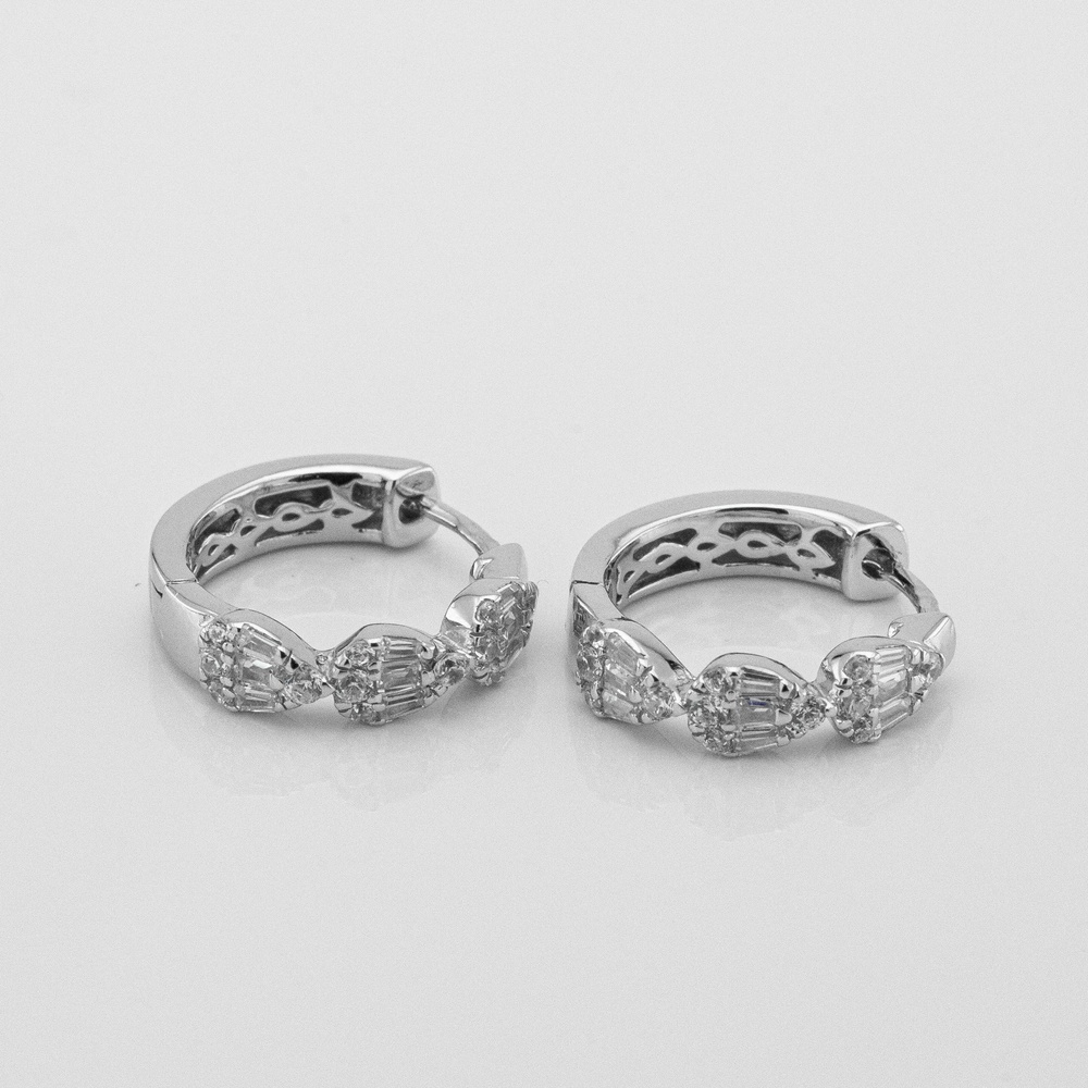 Серебряные серьги-кольца с фианитами (⌀1,7 см) 3202140
