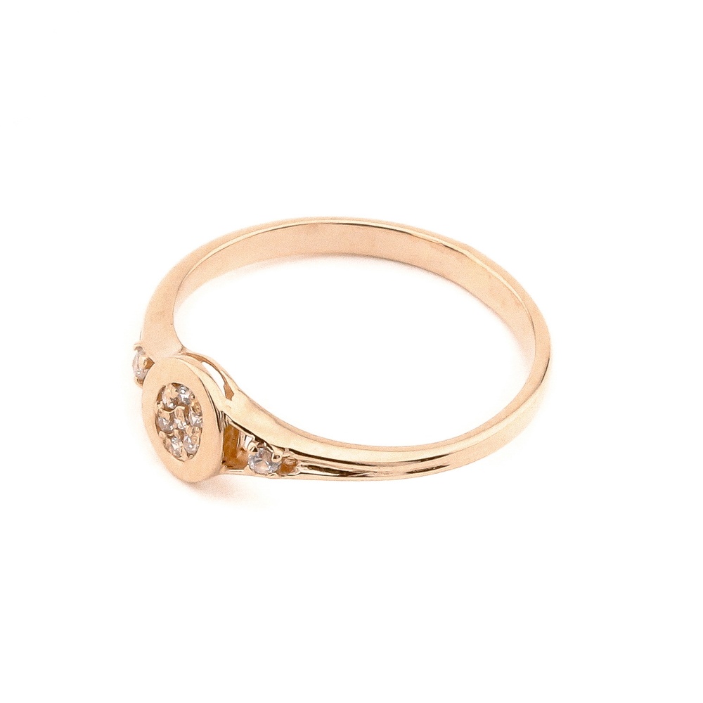 Золотое кольцо "Кружок" с белыми фианитами 111078-1, 17 размер
