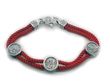 Срібний браслет Триптих з чорнінням на червоному плетеному шнурку 8011-red-IDE 16 розмір