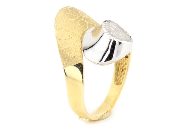 Кольцо из желтого золота 585 с узором без вставок КК11420, 18 размер, 18