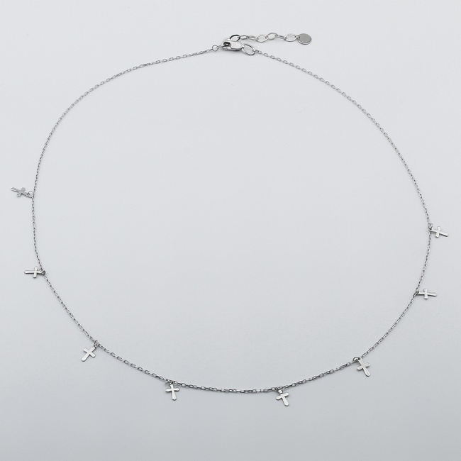 Серебряное колье Крестики без вставок ko14686, 45 размер