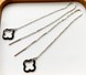 Серебряные серьги протяжки длинные Клевер черный на цепочке с эмалью с23174-H