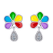 Дитячі сережки-пусети Ромашка кольорова з різнобарвною емаллю та підвісками з фіанітами 2195717006080501, Різнокольоровий, UmaUmi Flowers