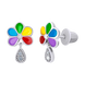 Сережки-пуссеты Ромашка цветная с разноцветной эмалью и подвесками с фианитами 2195717006080501, Разноцветный, UmaUmi Flowers