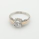 Серебряное кольцо с фианитами с золотыми накладками к726ф, 17,5 размер