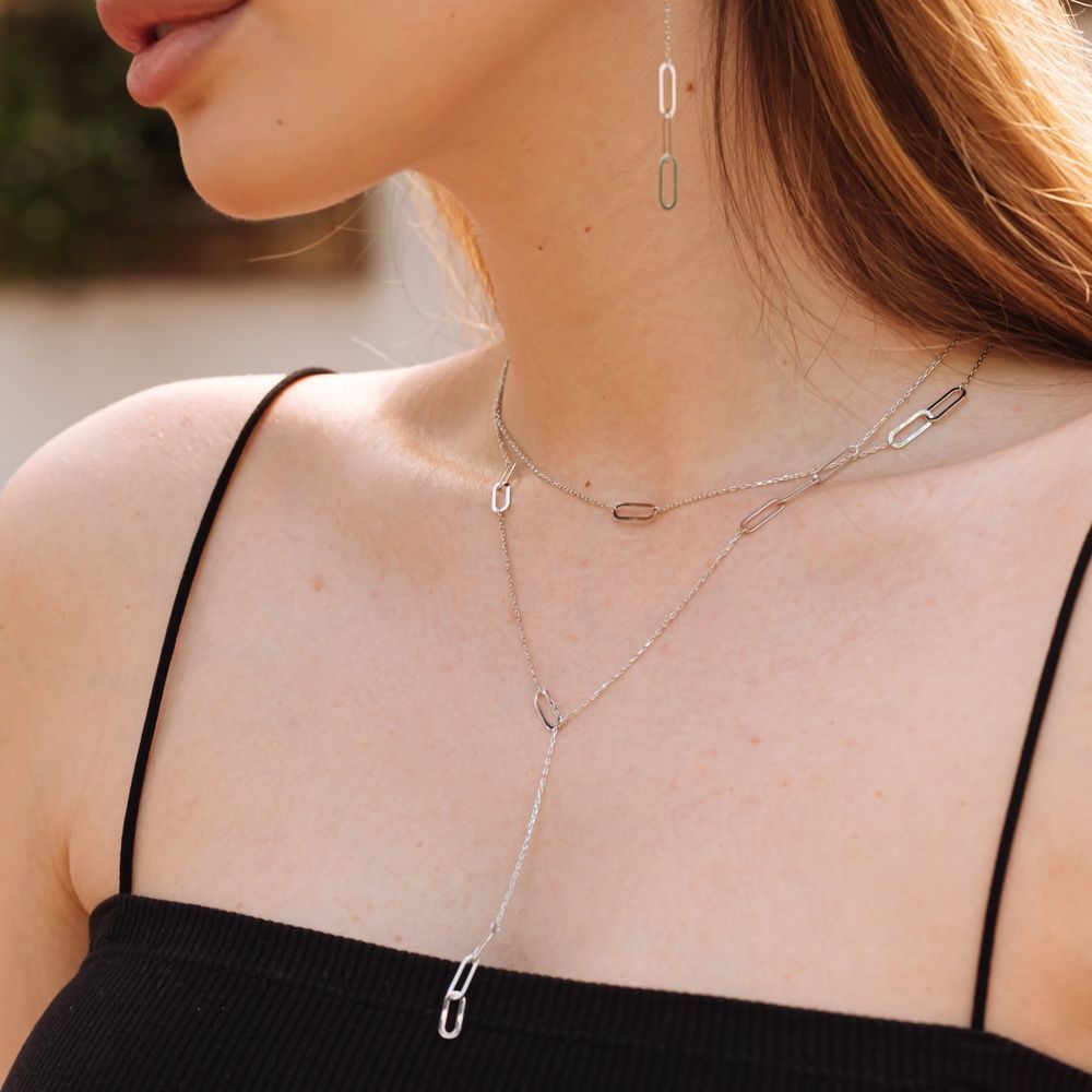 Серебряное колье Звенья 3400796, 45 размер
