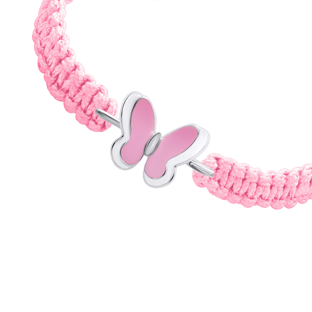 Детский браслет плетеный Бабочки розовые 4195583026110411, Розовый, Розовый, UmaUmi Fly