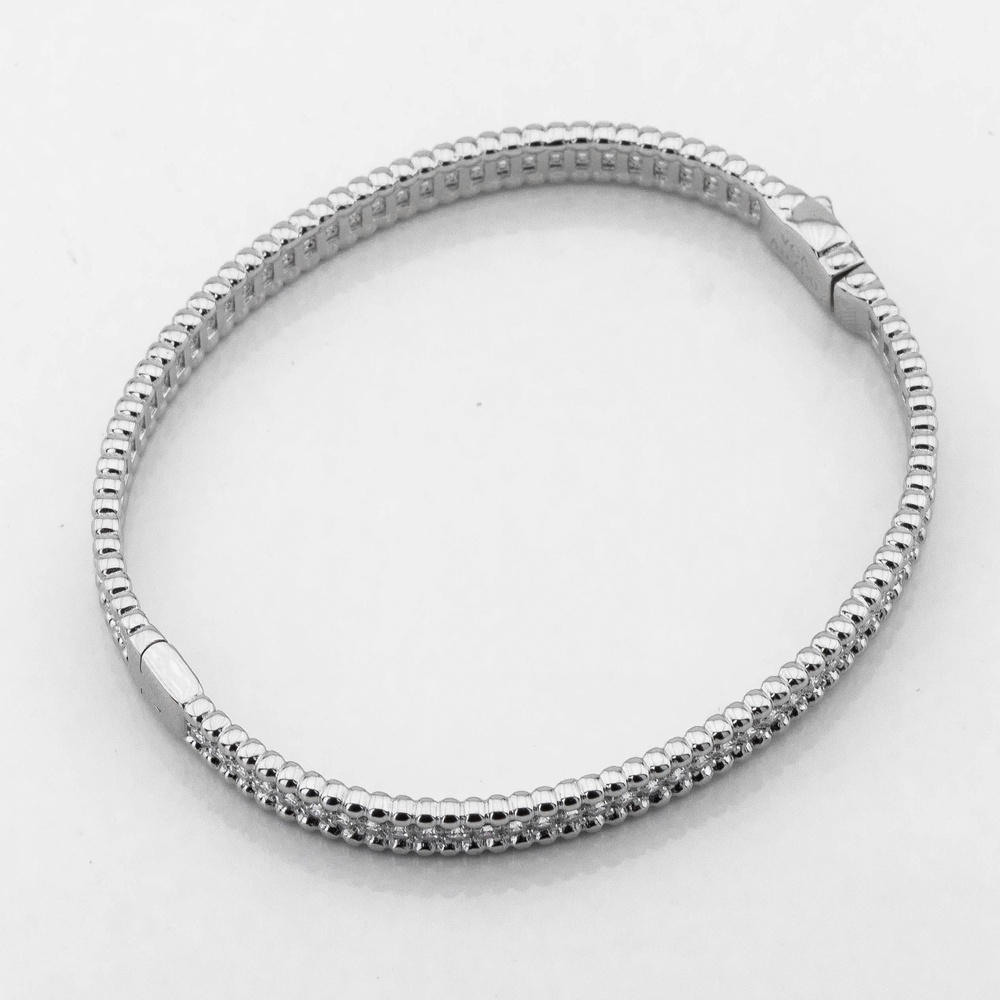 Жесткий серебряный браслет Дорожка с белыми фианитами b15875