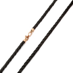 Шкіряний шнурок ювелірний з золотим замком (D: 4 мм) K23077