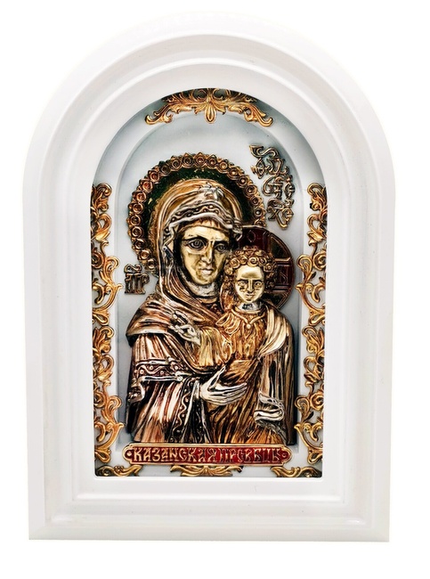 Венчальная икона Пресвятой Богородицы из серебра 925 с позолотой и цветной эмалью 8006-IDE