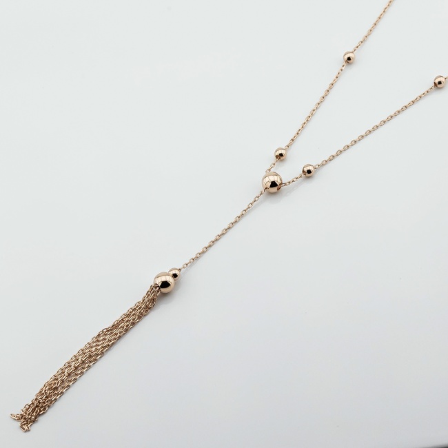 Золотое колье-галстук Кисточка-цепочки ko14760, 40 размер