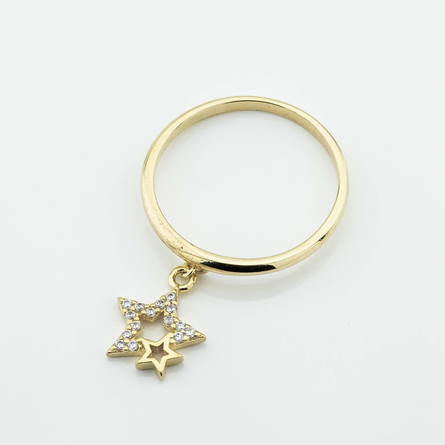 Позолоченное серебряное кольцо Звезды с фианитами 3102033, 17 размер