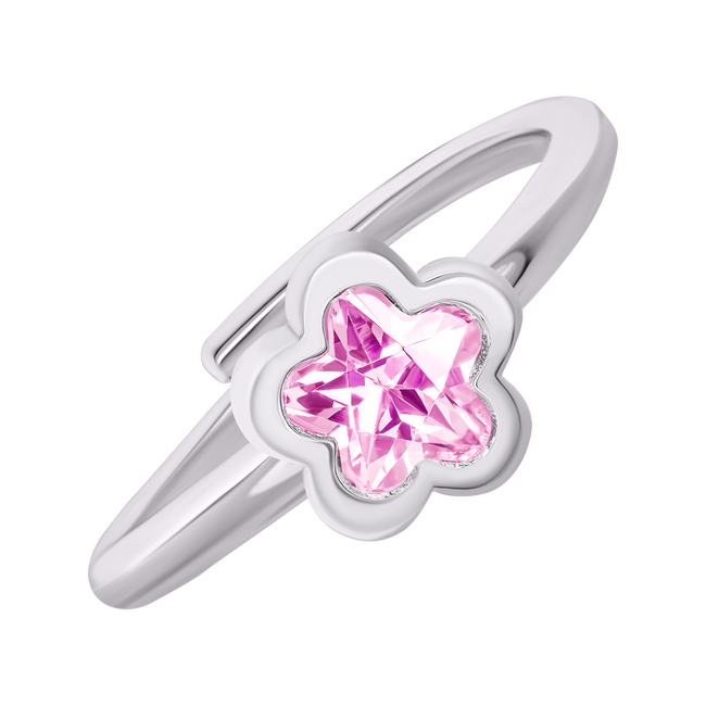 Детское кольцо Цветочек сияющий с розовым фианитом 1295706006111701, Розовый, UmaUmi Like Mom