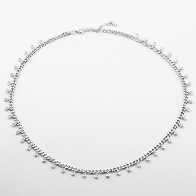Серебряное колье Капельки с фианитом KO14444, 45 размер