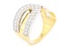 Кольцо из желтого золота широкое с фианитами КК11421, 18 размер, 18, Белый