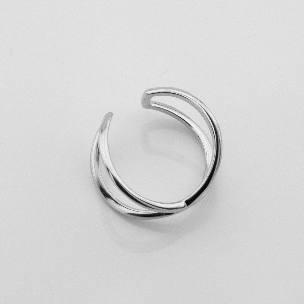 Серебряное двойное кольцо незамкнутое Х (Икс) на фалангу 111104-4, 14 размер