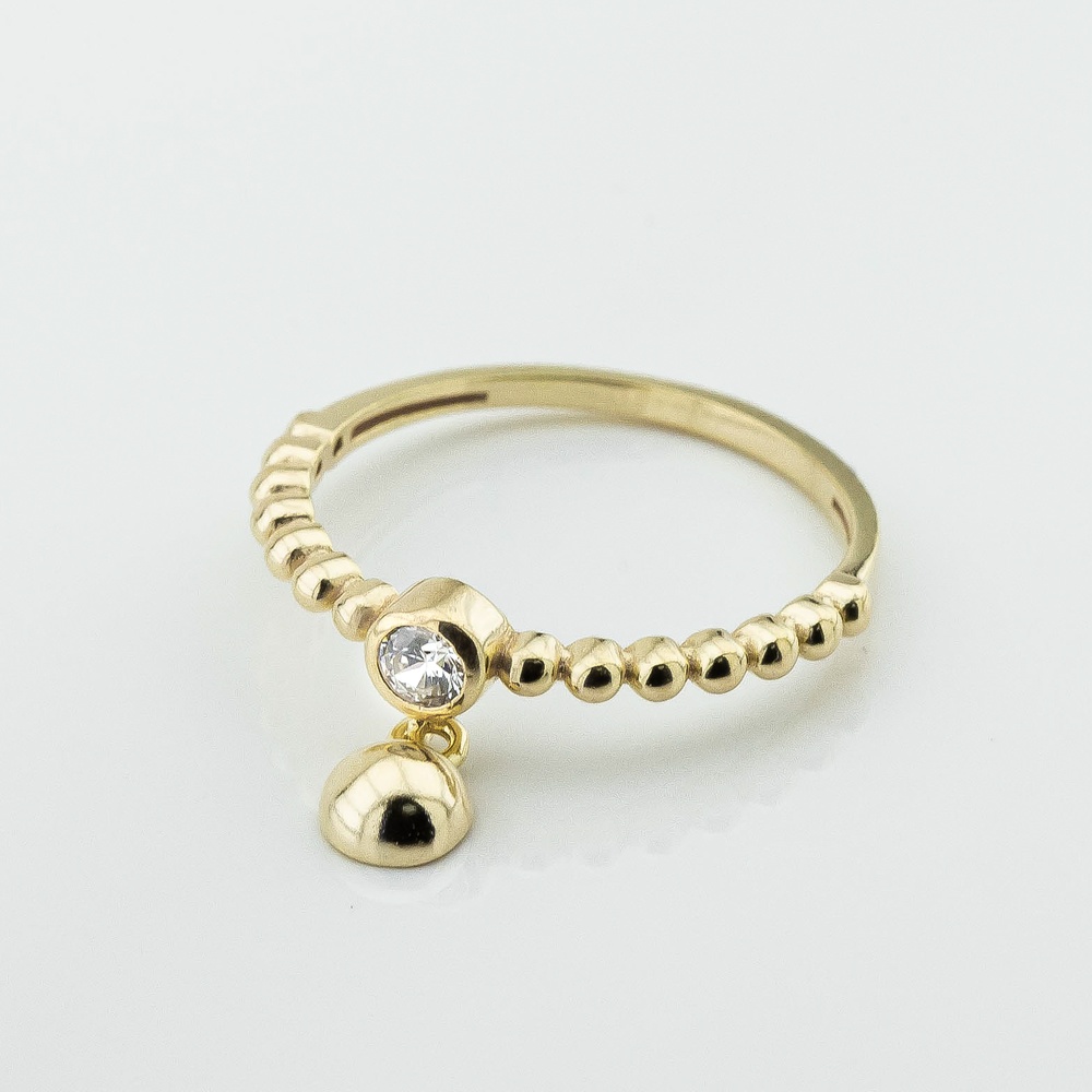 Позолоченное серебряное кольцо с фианитами с подвеской 3102034, 17 размер