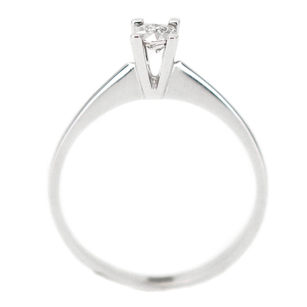 Золотое белое Кольцо с одним бриллиантом RA00406, 17 размер, 17, Белый