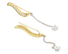 Золоті сережки Кафи з ланцюжком фіанітами C12476-1, Білий