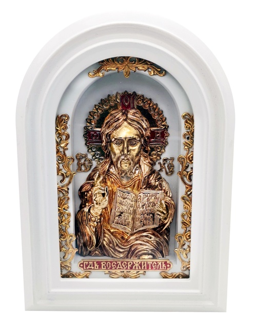 Вінчальна ікона Рятівник зі срібла 925 з позолотою та кольоровою емаллю 8007-IDE