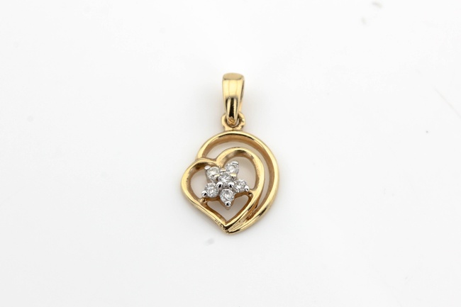 Золота підвіска з діамантами Квітка в серці KU07210, Білий