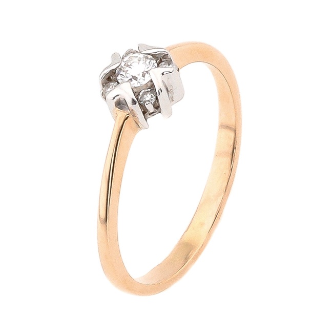Золотое кольцо с бриллиантами в красном золоте RO02338, 15,5 размер