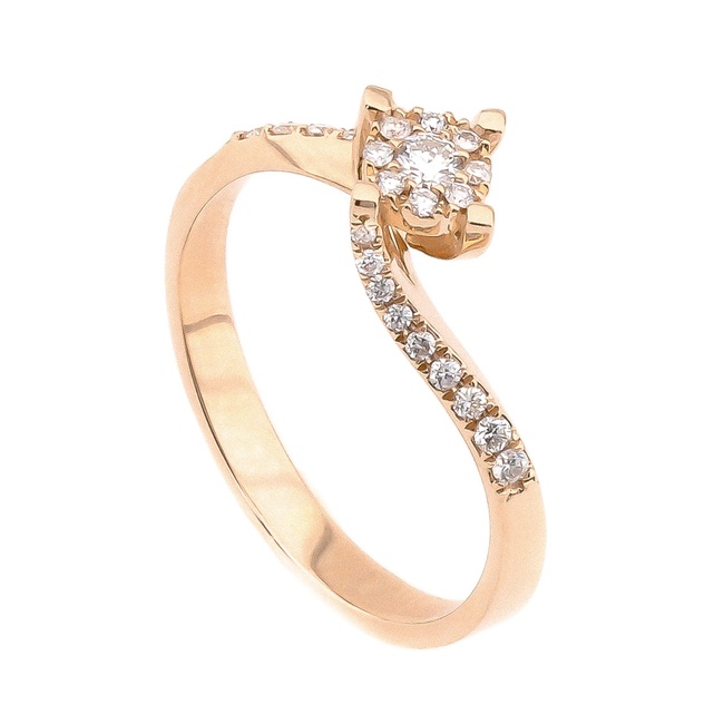 Золотое кольцо Цветок с бриллиантами с дорожкой YZ6792, 17 размер