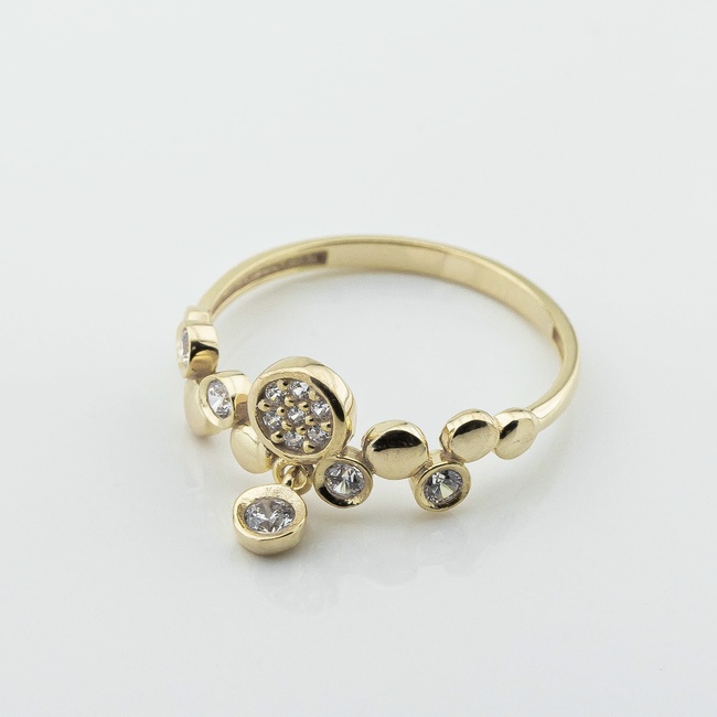 Позолоченное серебряное кольцо с подвесками с фианитами 3102026, 17 размер
