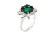 Серебряное кольцо Кружок с зеленым кварцем нано и фианитами 11334-1, 16,5 размер, 16-5, Зеленый