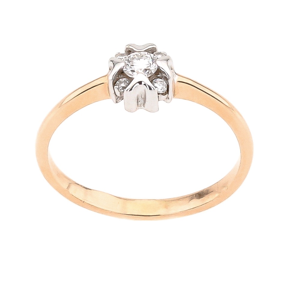 Золотое кольцо с бриллиантами в красном золоте RO02338, 15,5 размер