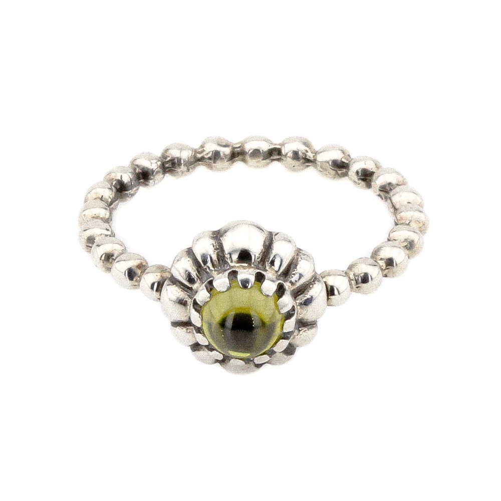 Серебряное черненое кольцо шариками с выступающим желтым фианитом 11001п, 17,5 размер