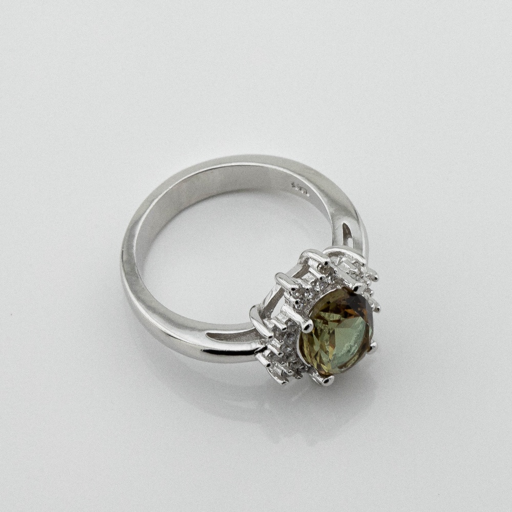 Серебряное кольцо с султанитом и фианитами 3101986, 16 размер