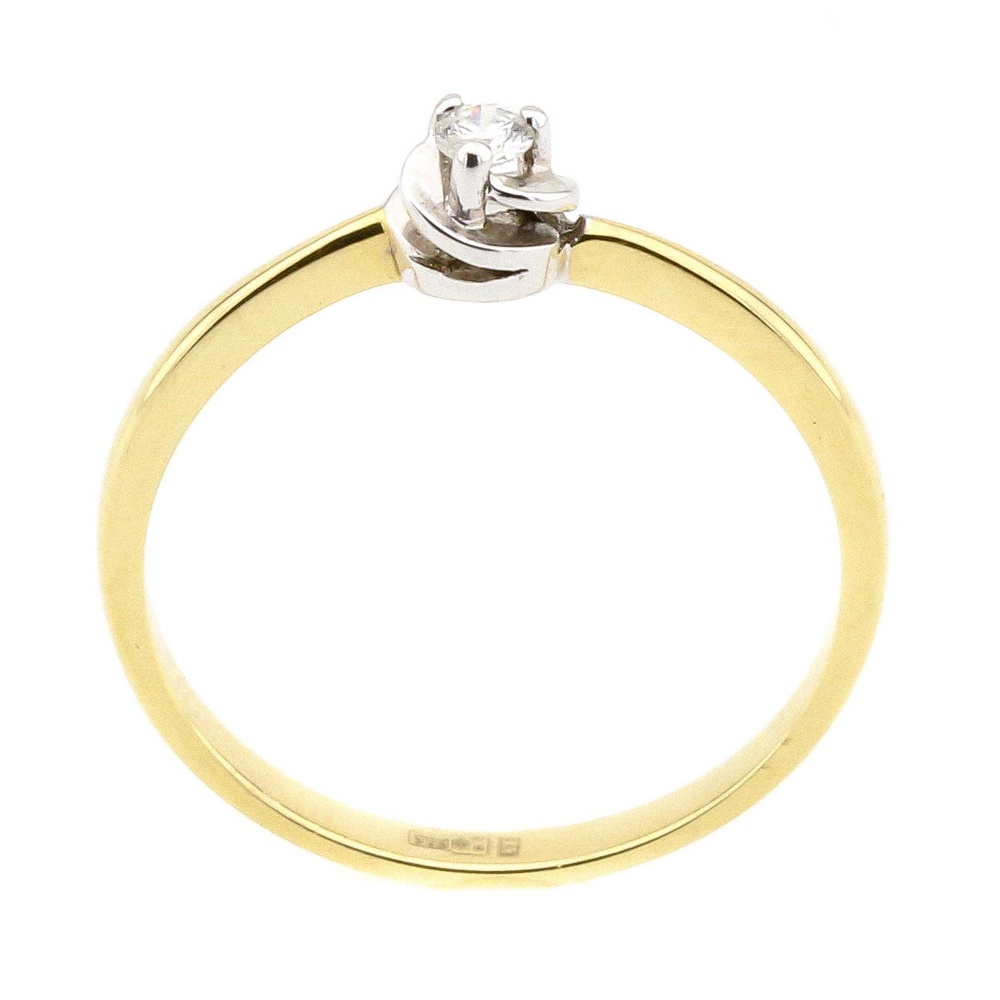Кольцо из желтого золота 585 с одним бриллиантом RO05163, 17 размер