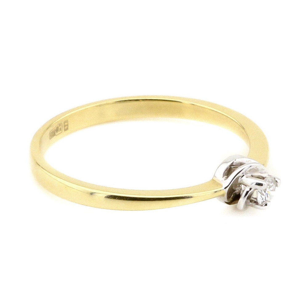 Кольцо из желтого золота 585 с одним бриллиантом RO05163, 17 размер