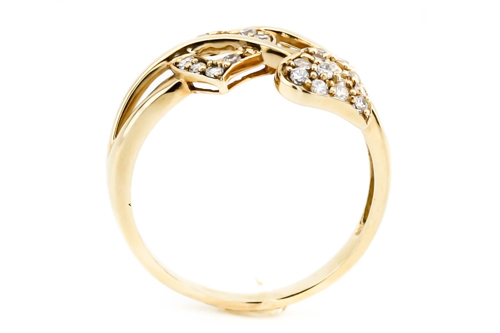 Тонкое золотое кольцо Сердечки с белыми фианитами КК11353, 18,5 размер, 18-5, Белый